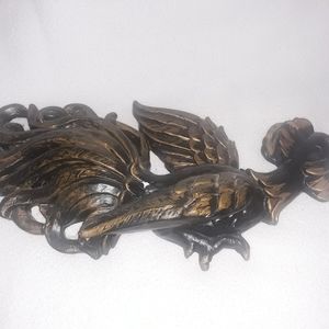 Chalkware Art Rooster Phoenix Bird Of Paradise Plaque Wall Decor MCM Retro